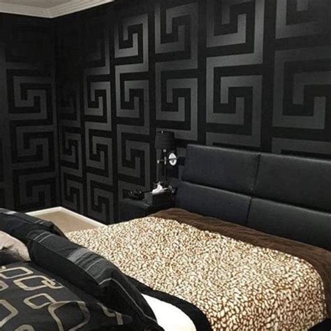 versace black wallpaper|bedroom with versace wallpaper.